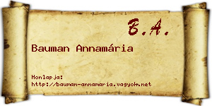 Bauman Annamária névjegykártya